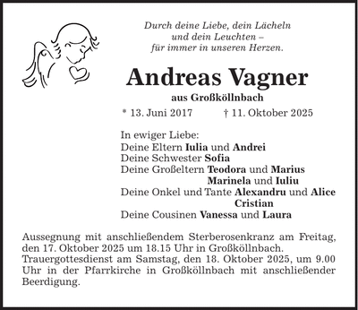Traueranzeige Andrei Vagner