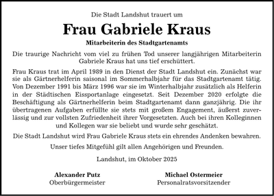 Traueranzeige Gabriele Kraus