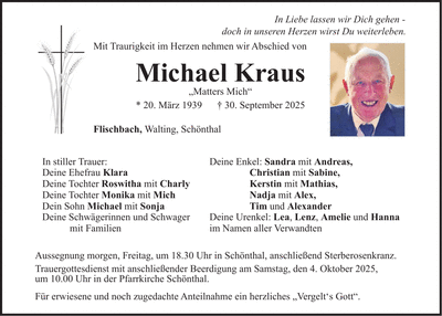 Traueranzeige Michael Kraus