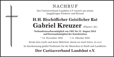 Traueranzeige Gabriel Kreuzer