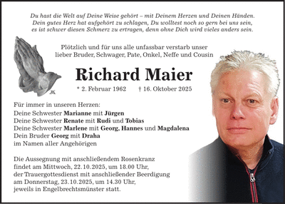 Traueranzeige Richard Maier