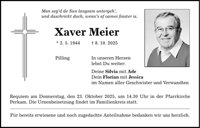 Traueranzeige Xaver Meier