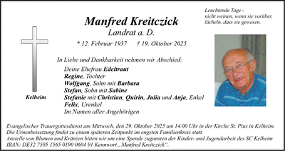 Traueranzeige Manfred Kreitczick