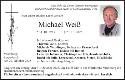 Traueranzeige Michael Weiß