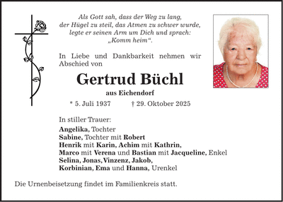 Traueranzeige Gertrud Büchl