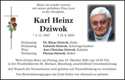 Traueranzeige Karl Heinz Dziwok