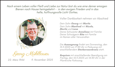 Traueranzeige Georg Mühlbauer