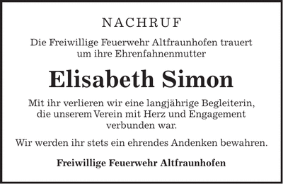 Traueranzeige Elisabeth Simon