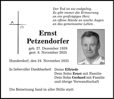 Traueranzeige Elfriede Petzendorfer