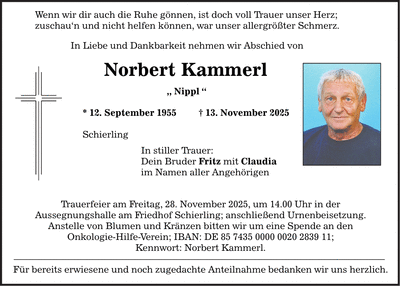 Traueranzeige Norbert Kammerl