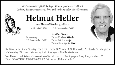 Traueranzeige Helmut Heller