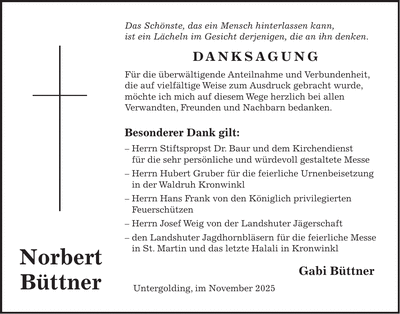 Traueranzeige Norbert Büttner