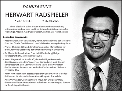 Traueranzeige Herwart Radspieler