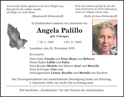 Traueranzeige Angela Palillo