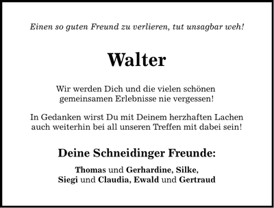 Traueranzeige Walter Bumes