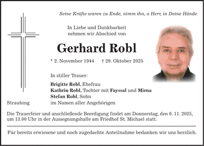 Traueranzeige Gerhard Robl