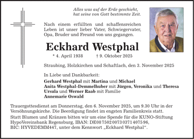 Traueranzeige Eckhard Westphal
