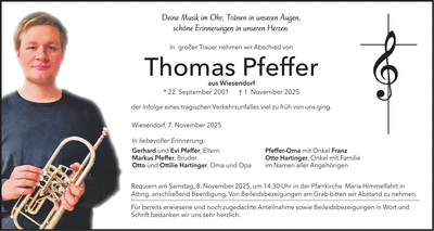 Traueranzeige Thomas Pfeffer
