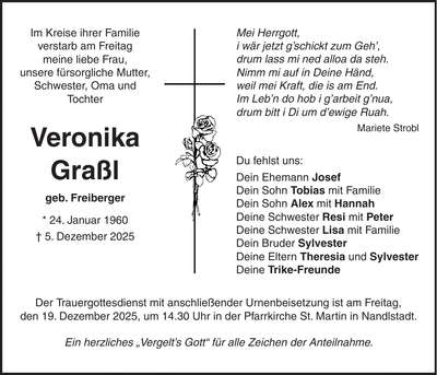 Traueranzeige Veronika Graßl