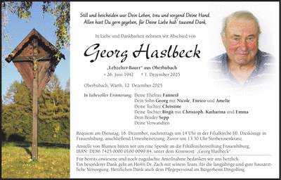 Traueranzeige Georg Haslbeck