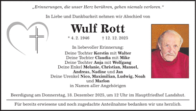 Traueranzeige Wulf Rott