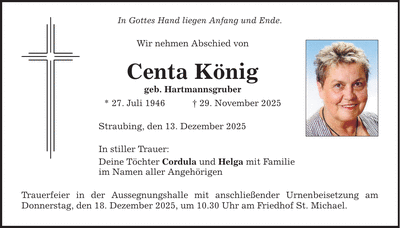 Traueranzeige Centa König