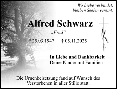 Traueranzeige Alfred Schwarz