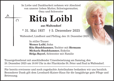 Traueranzeige Rita Loibl