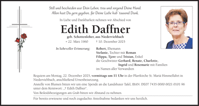 Traueranzeige Edith Daffner