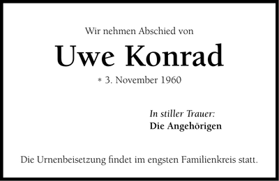 Traueranzeige Uwe Konrad
