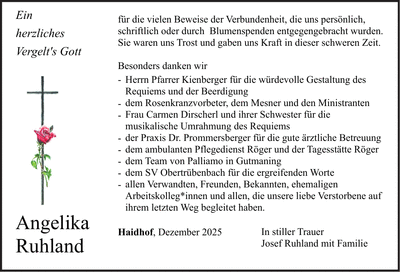 Traueranzeige Angelika Ruhland