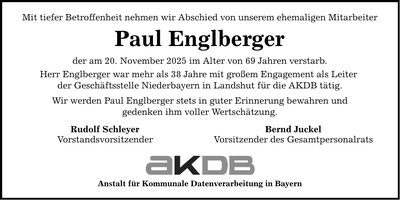 Traueranzeige Paul Englberger