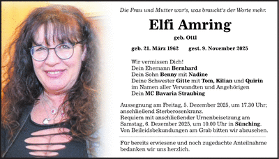 Traueranzeige Elfi Amring