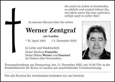 Traueranzeige Werner Zentgraf