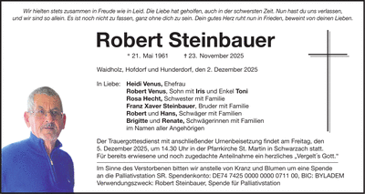 Traueranzeige Robert Steinbauer