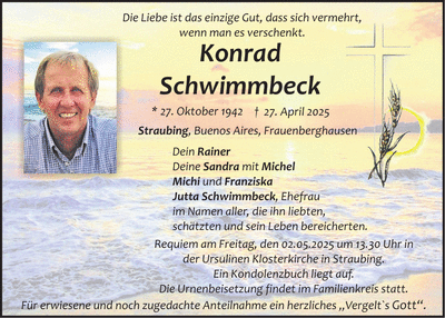 Traueranzeige Konrad Schwimmbeck