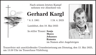 Traueranzeige Gerhard Kargl