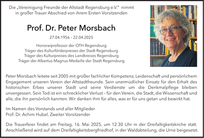 Traueranzeige Prof. Dr. Peter Morsbach