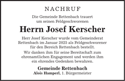 Traueranzeige Josef Kerscher