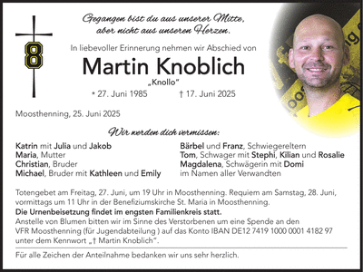 Traueranzeige Martin Knoblich