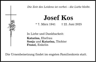 Traueranzeige Josef Kos