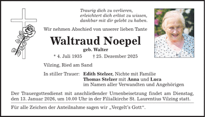 Traueranzeige Waltraud Noepel