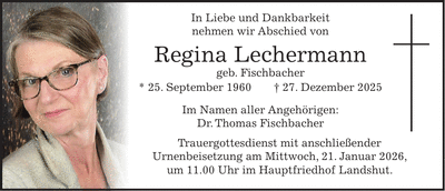 Traueranzeige Regina Lechermann