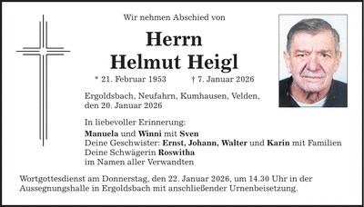 Traueranzeige Helmut Heigl