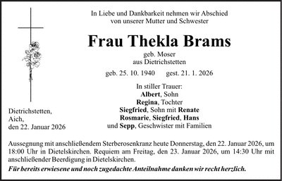 Traueranzeige Thekla Brams