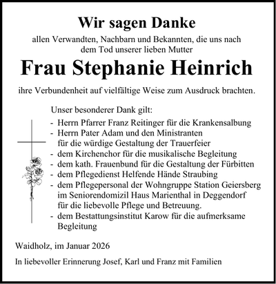 Traueranzeige Stephanie Heinrich