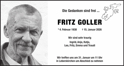 Traueranzeige Fritz Goller