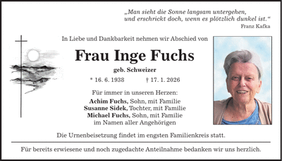 Traueranzeige Inge Fuchs