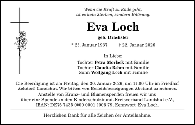 Traueranzeige Eva Loch