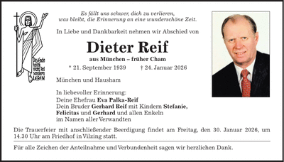 Traueranzeige Dieter Reif
